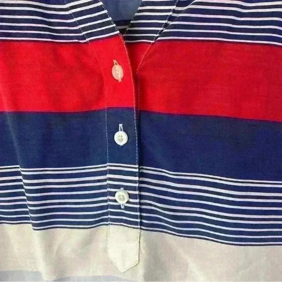 Talbots Women's Striped Button Up Long Sleeve Tunic L USA BBQ Beach Holiday - Picture 9 of 11